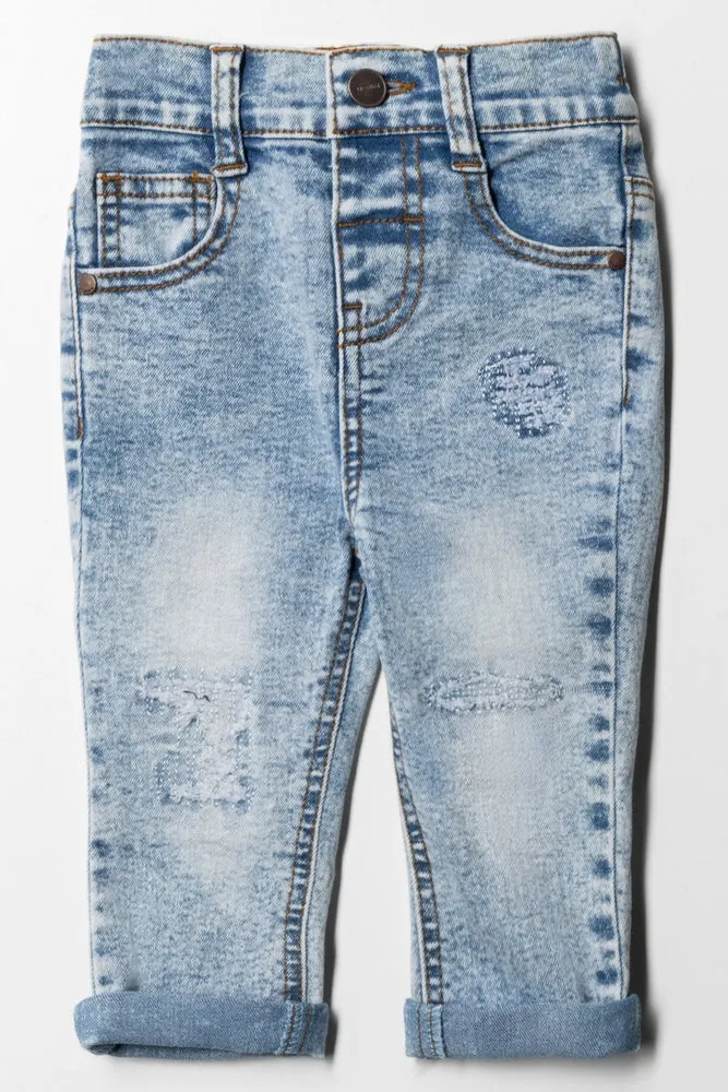 Styled Denim With Abrasions