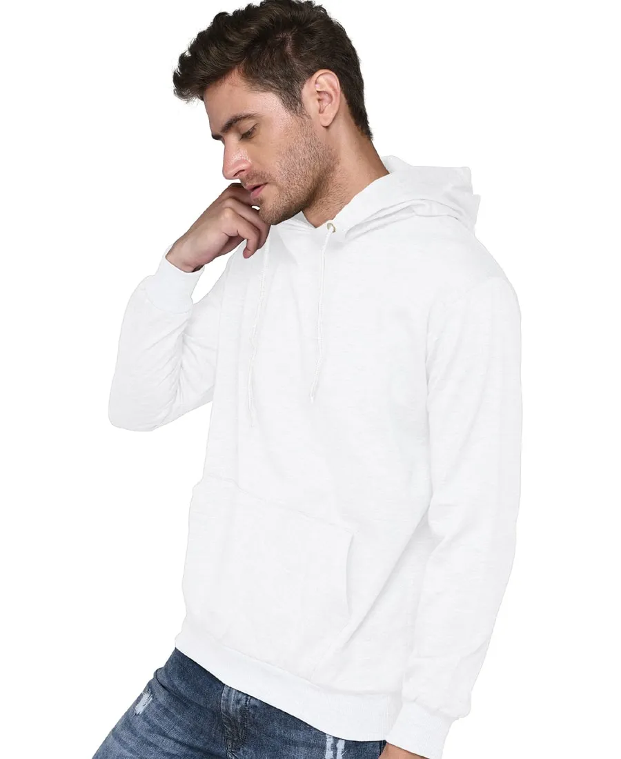 SXV Solid Plain Sweatshirt Hoodie for Men and Women (White)