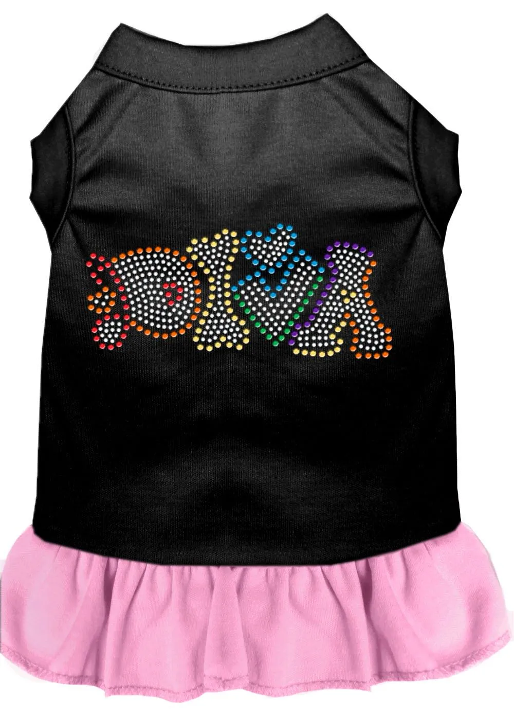 Technicolor Diva Rhinestone Pet Dress Black With Light Pink Lg (14)