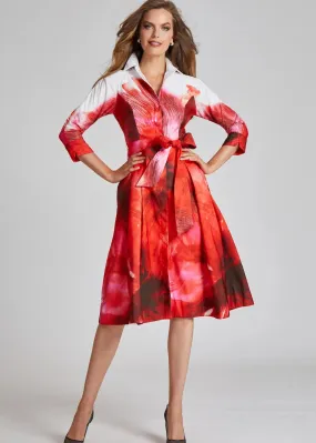 TERI JON Taffeta Fil Border Print Shirt Dress