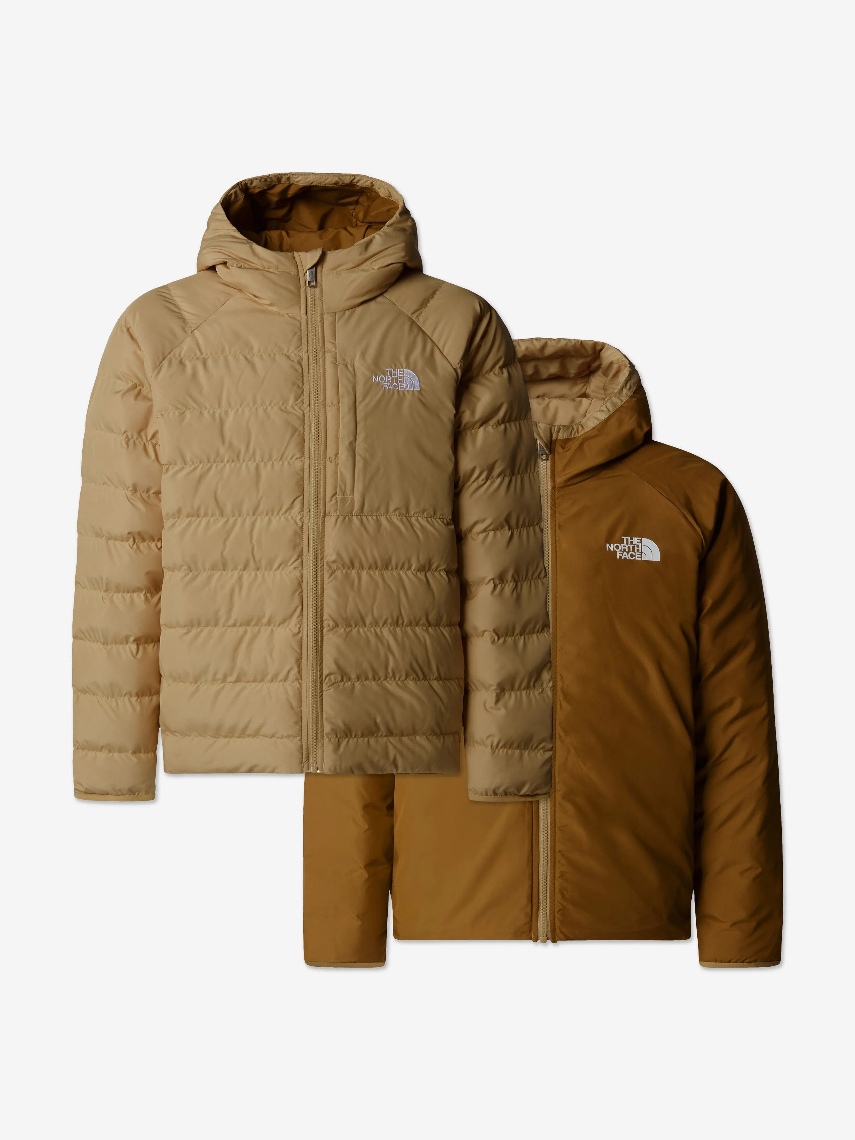 The North Face Boys Reversible Perrito Hooded Jacket in Beige