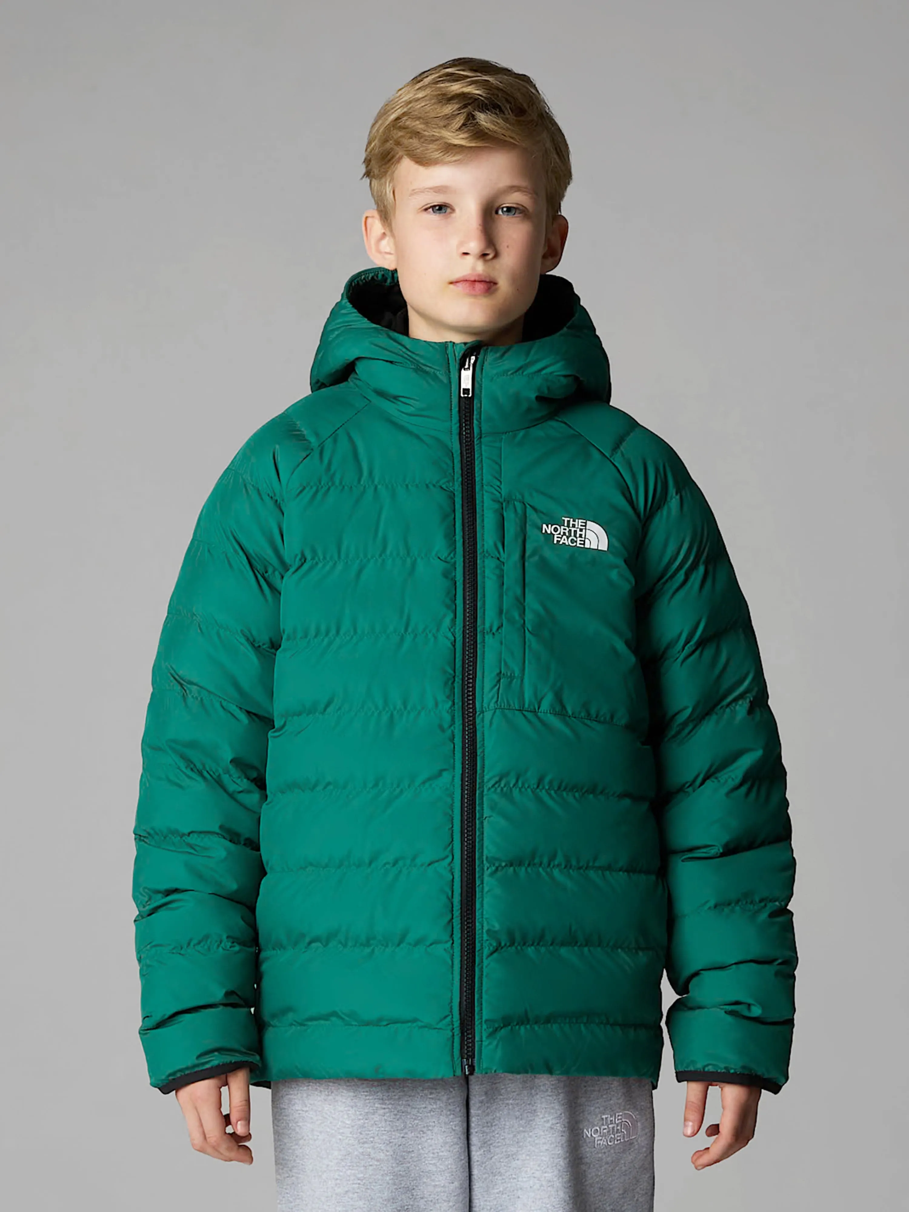 The North Face Boys Reversible Perrito Hooded Jacket in Green