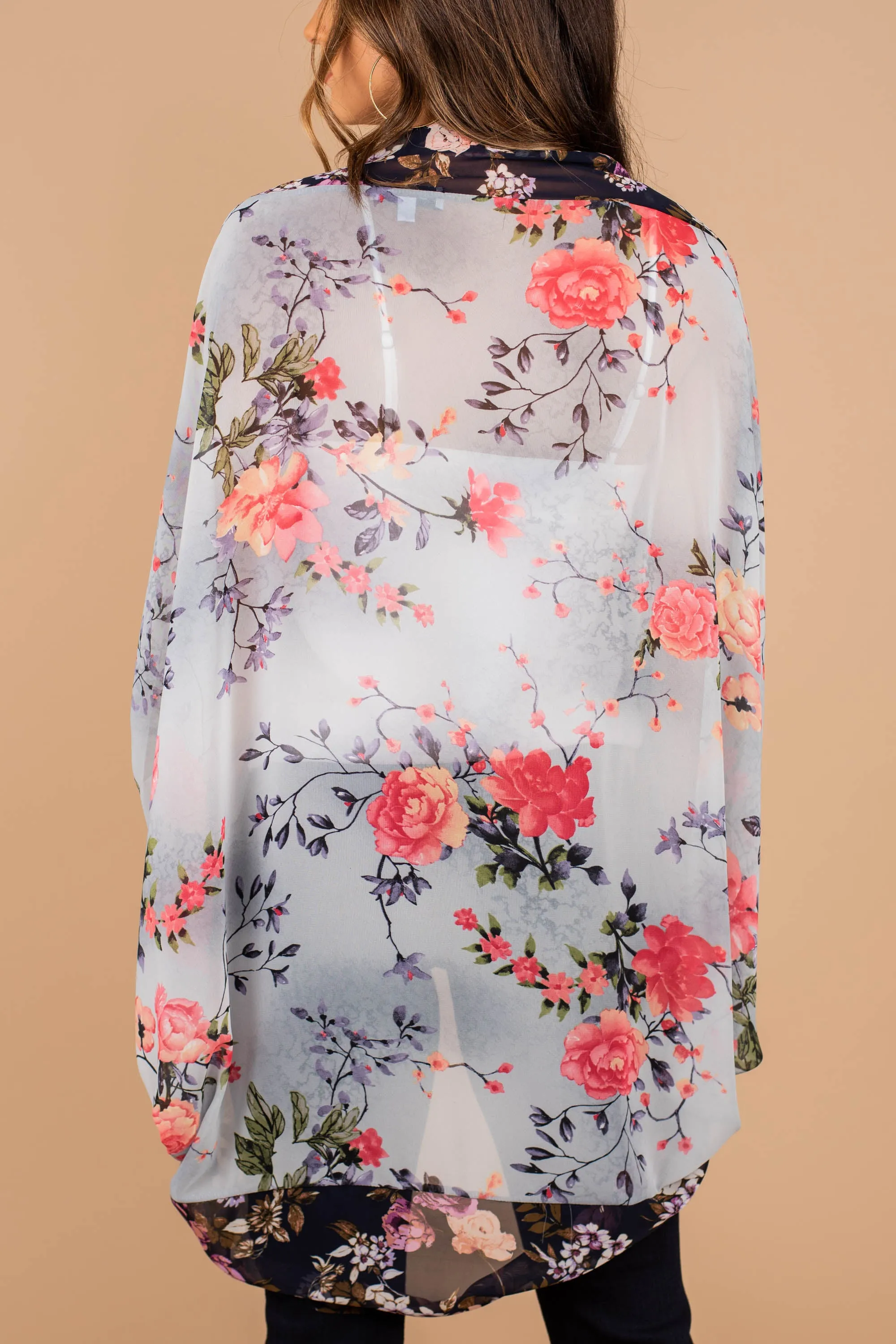 The Only One Light Blue Floral Kimono