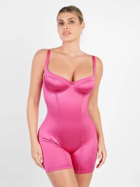 The Shapewear Romper Metallic Shiny One Piece Mid Thigh For Insiders