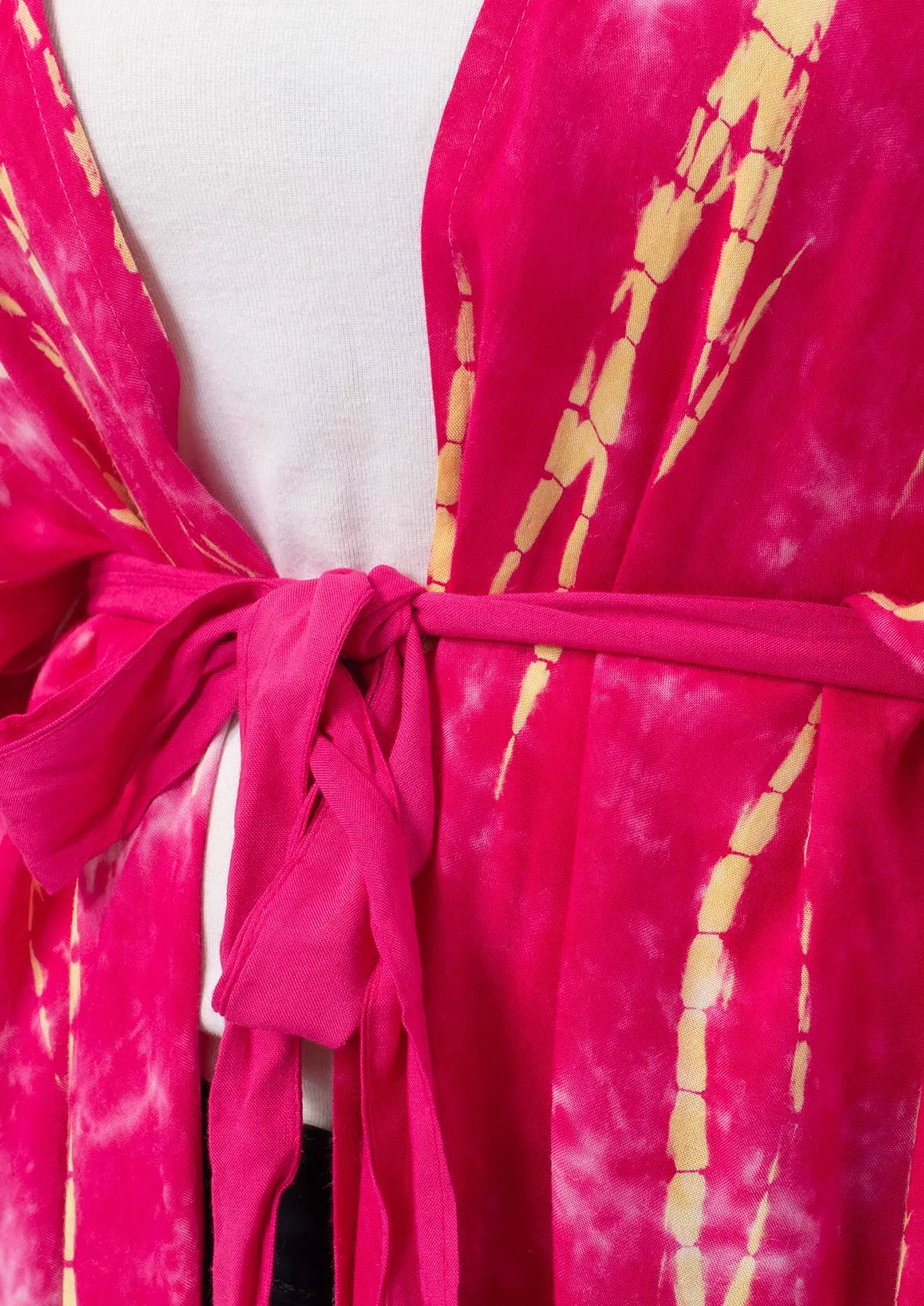 Tie-Dye Kimono With Waist Tie