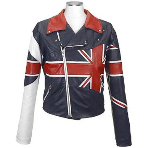 UK Patriot Leather Biker Motorcycle Jacket for Men