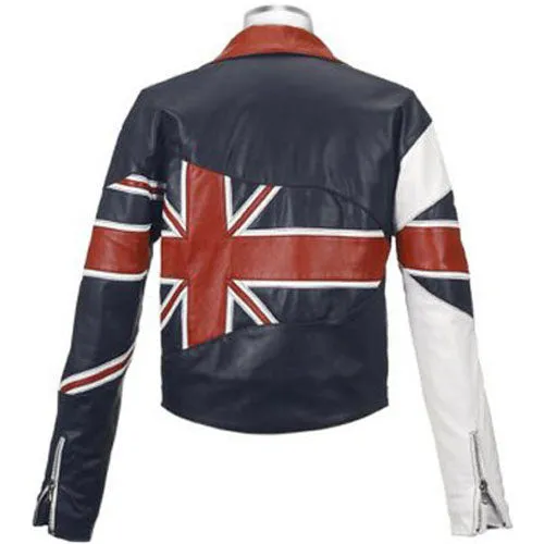 UK Patriot Leather Biker Motorcycle Jacket for Men