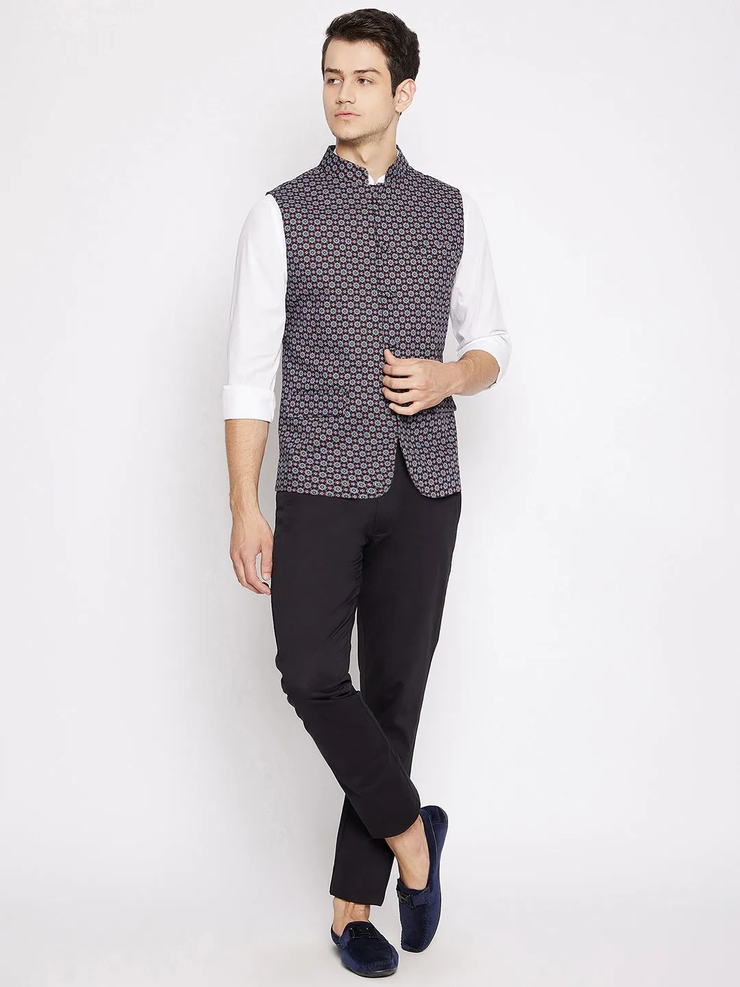 Veer Abstract Print Nehru Jacket