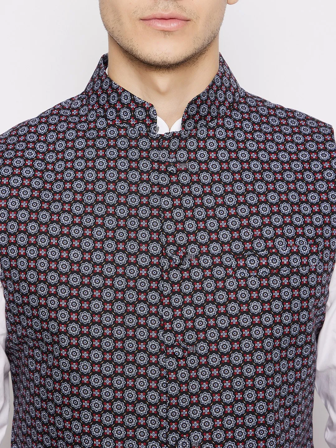 Veer Abstract Print Nehru Jacket