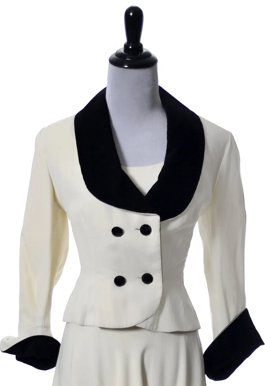 Vintage 1940s black and white dress from Marshall Field with jacket