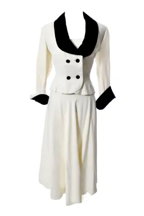 Vintage 1940s black and white dress from Marshall Field with jacket