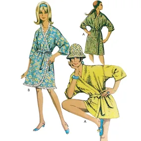 Vintage 1960s Pattern – Kimono Style Housecoat or Beach Wrap - Bust (36- 38") (91.4- 96.5cm)