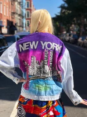 Vintage 80s New York Bedazzled Jean Jacket