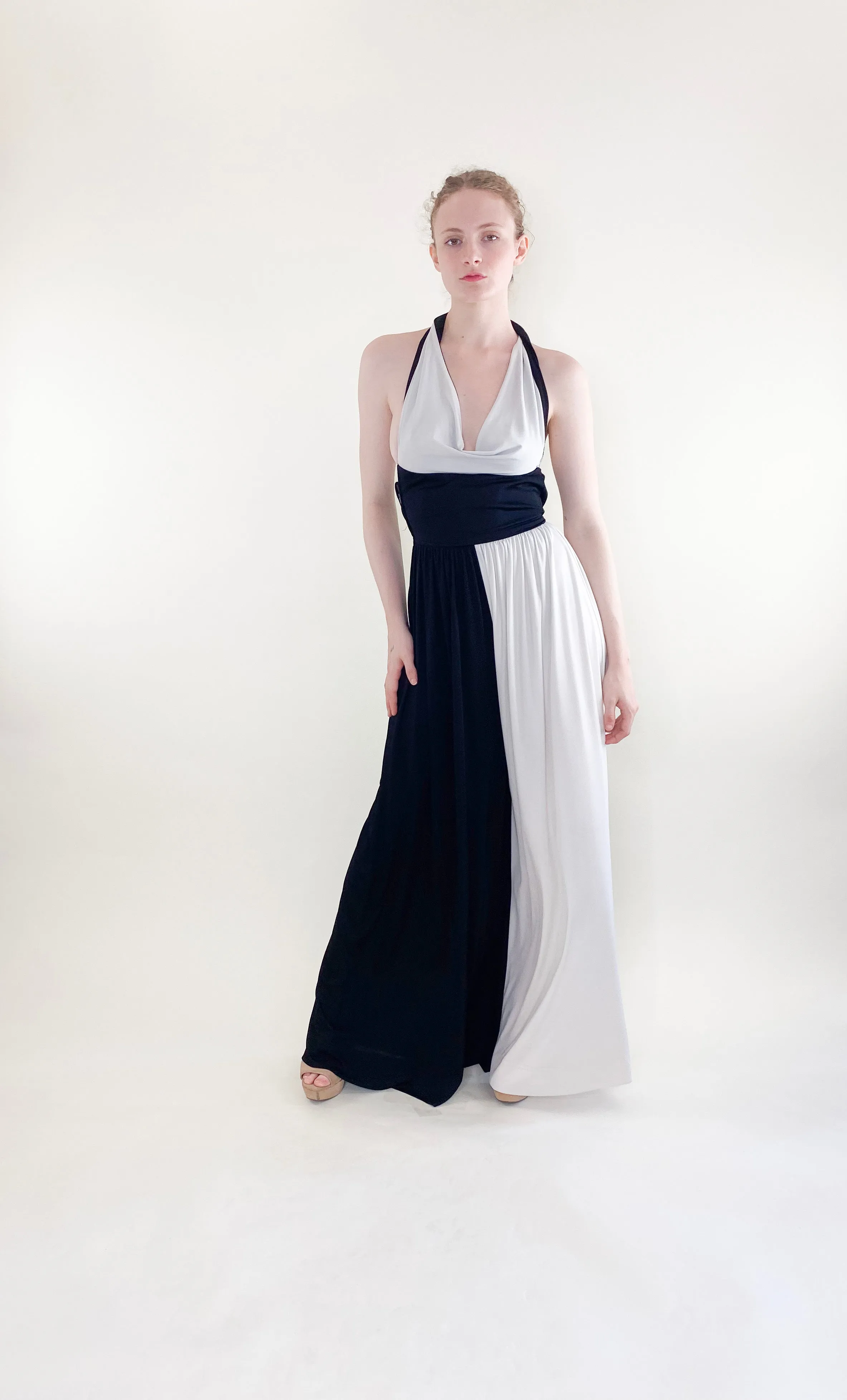 Vintage Donald Brooks Black White Halter Jumpsuit