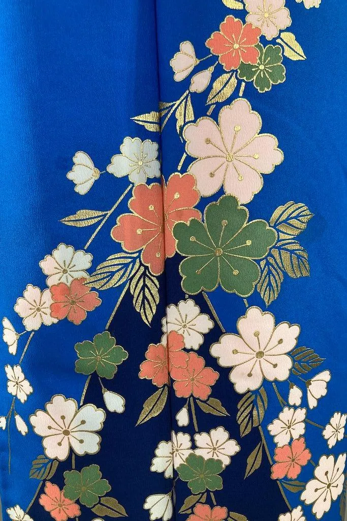 Vintage Electric Blue Floral Kimono