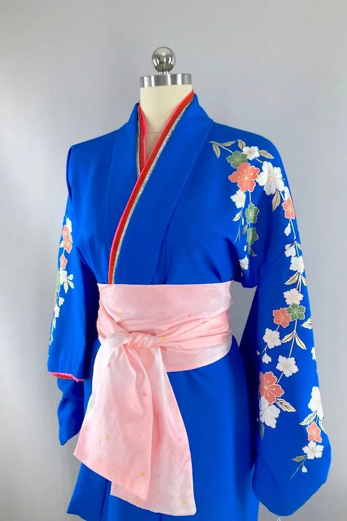 Vintage Electric Blue Floral Kimono