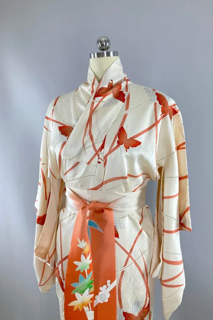 Vintage Silk Butterflies Kimono