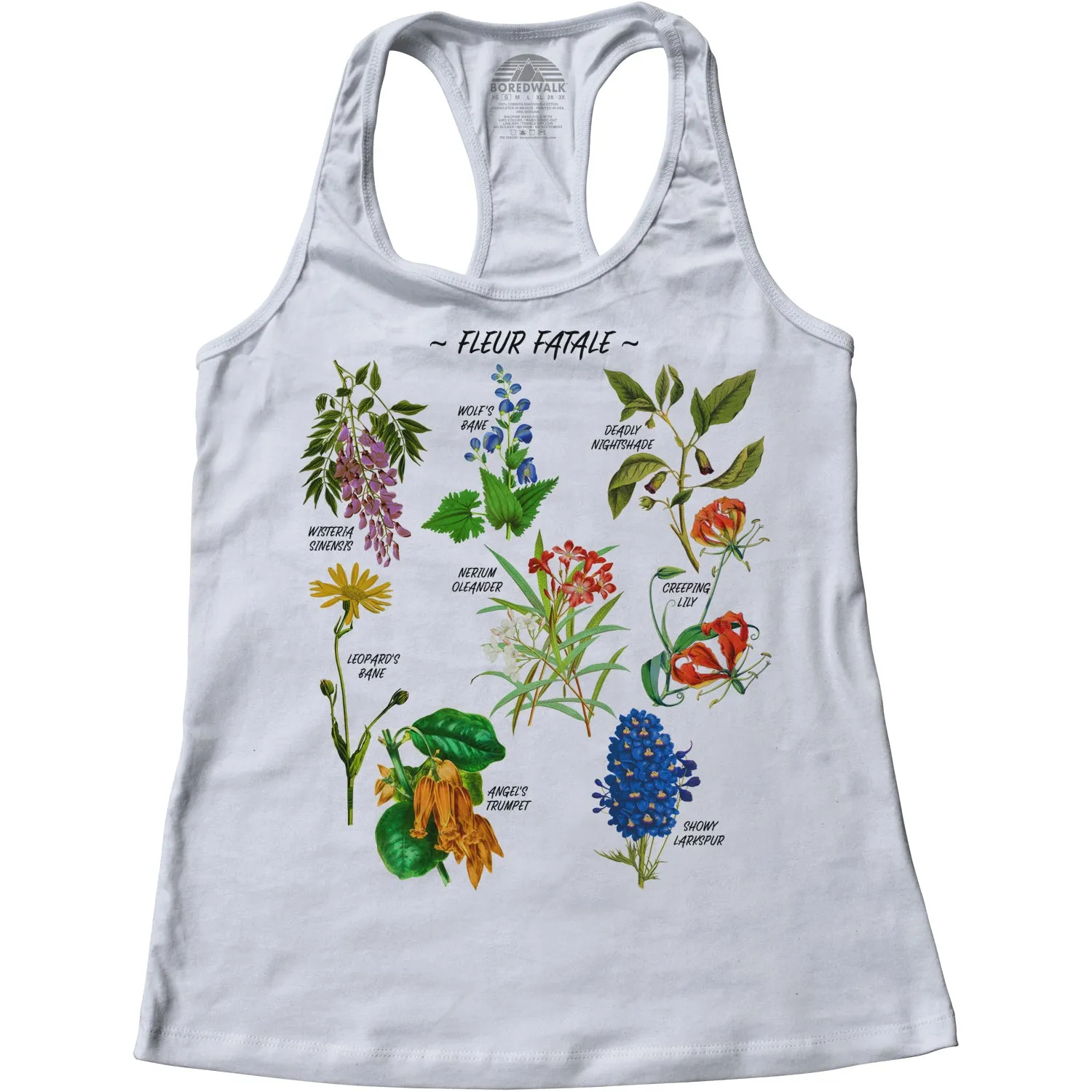 Women's Fleur Fatale Toxic Botanical Chart Racerback Tank Top