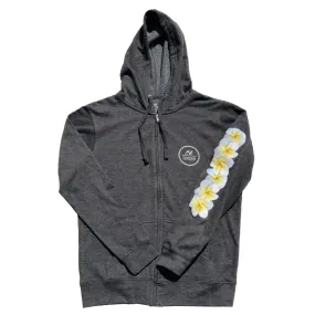 Women's Plumeria Zip Hoodie (Charcoal Heather)