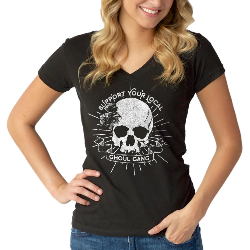 Women's Support Your Local Ghoul Gang Vneck T-Shirt