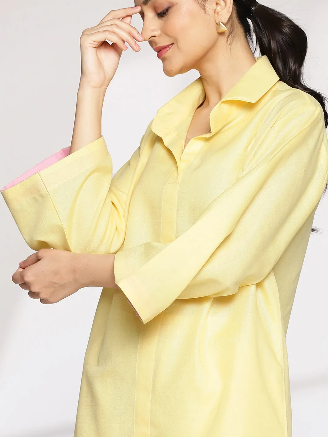 Yellow CottonSlub ShirtTop