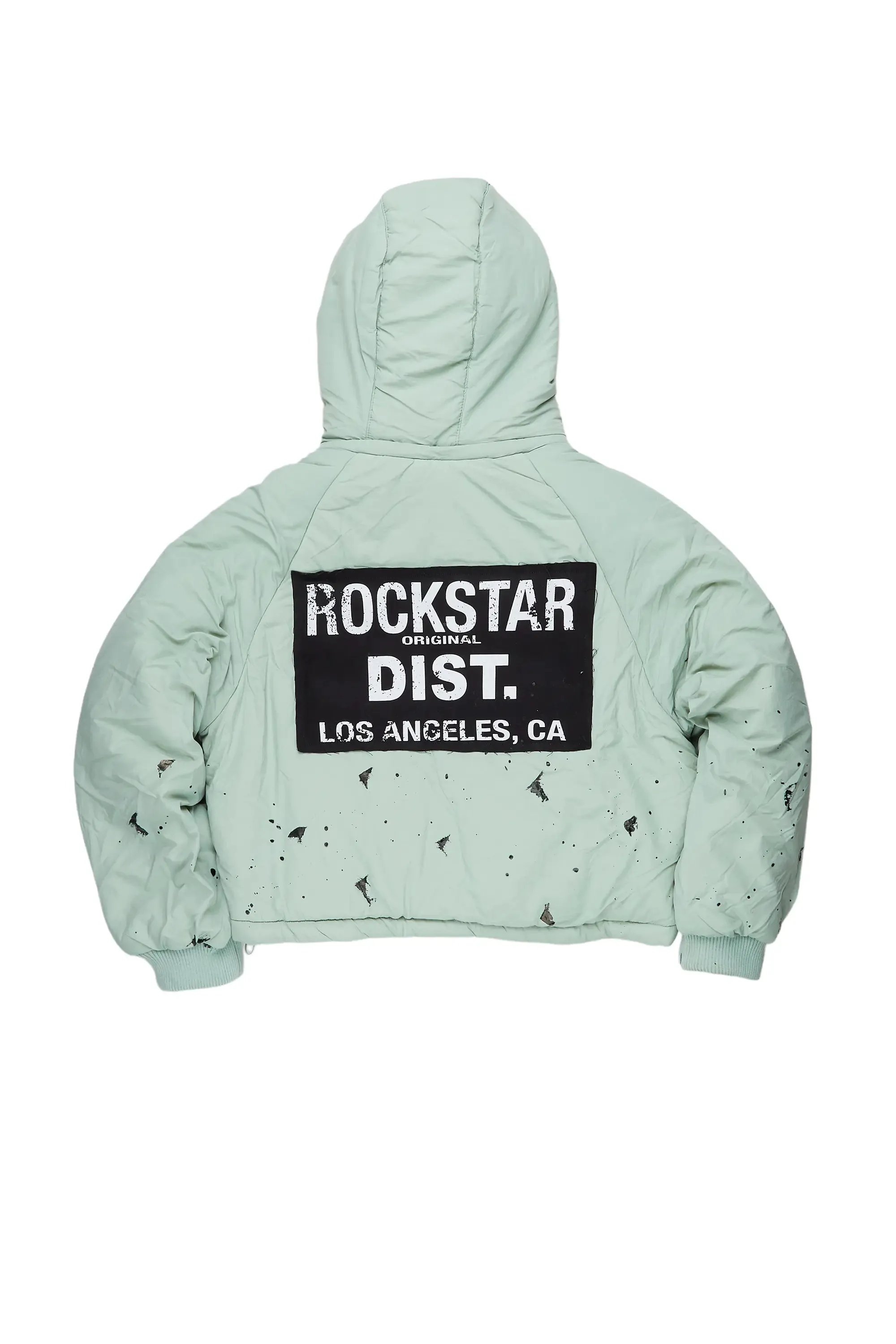 Zayla Sage Green Art Dist. Puffer Jacket