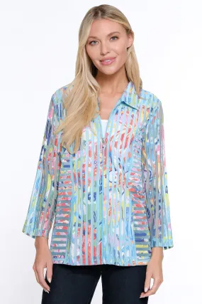 Zip Front Jacket - Petite - Abstract Multi